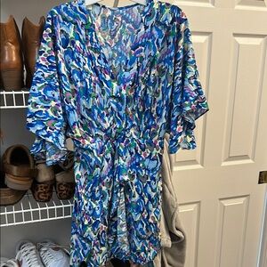 Vibrant Blue Patterned Dress or cover up